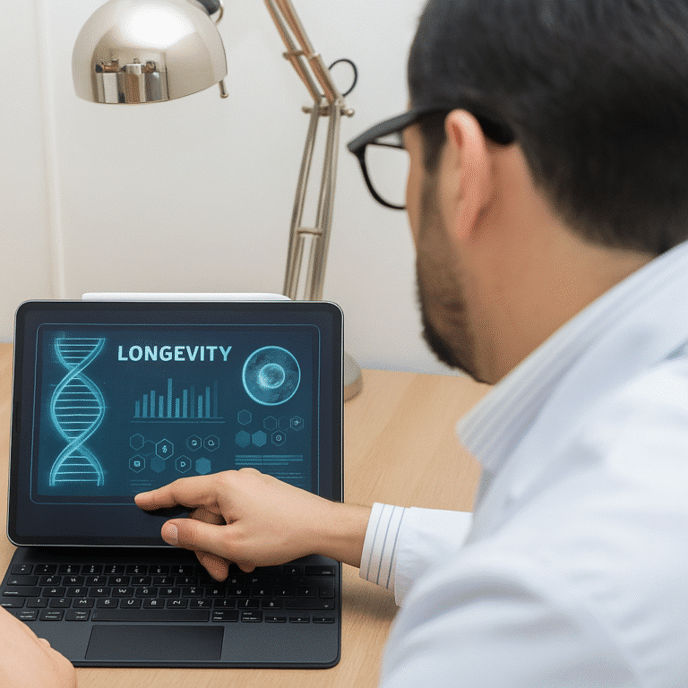 Evaluación médica de longevidad con enfoque estratégico en clínica especializada.