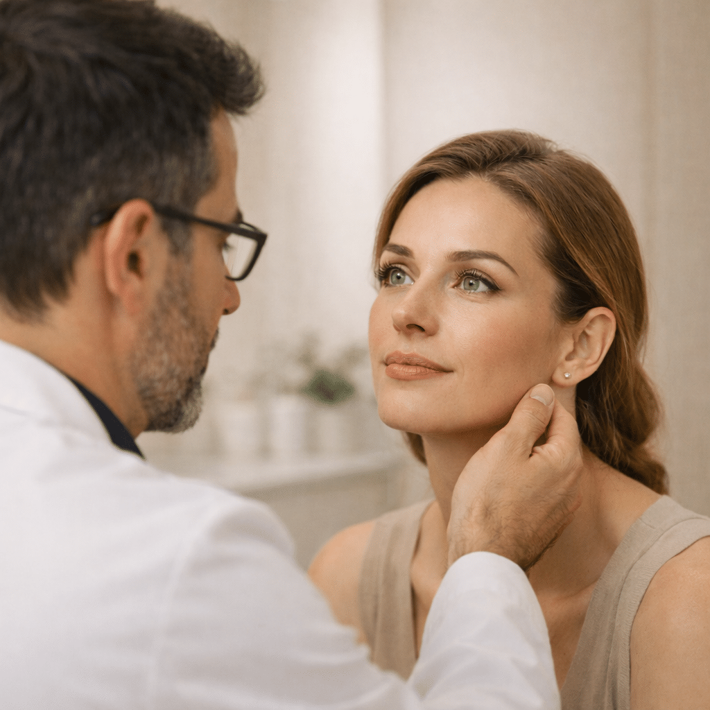 Diagnóstico facial médico realizado por especialista en estética facial
